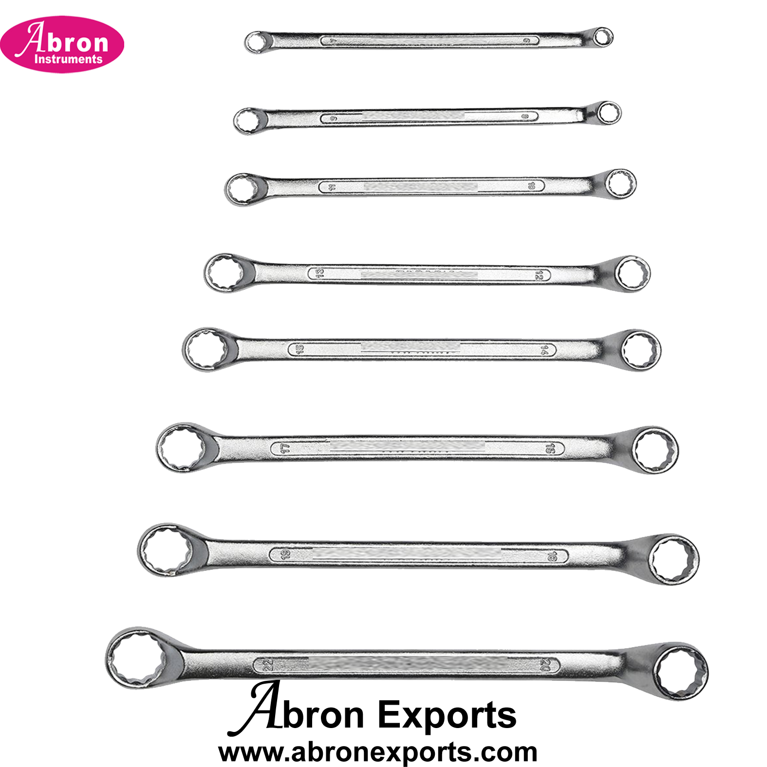 spanner both ends ring closed set of 8pc sizes no 6x7 8x9 10x11mm 12x13 14x15 16x17 18x19 20x22mm abron AT-49SR08